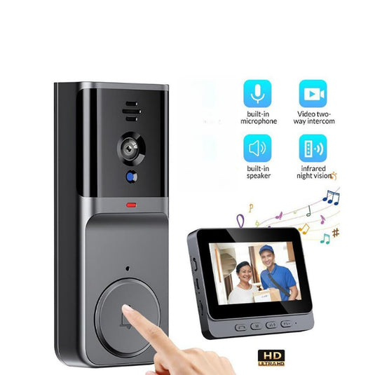 [TUYA Smart Home][With 4.3 inch Monitor] HD Wireless WIFI Outdoor Security Doorbell Door Control