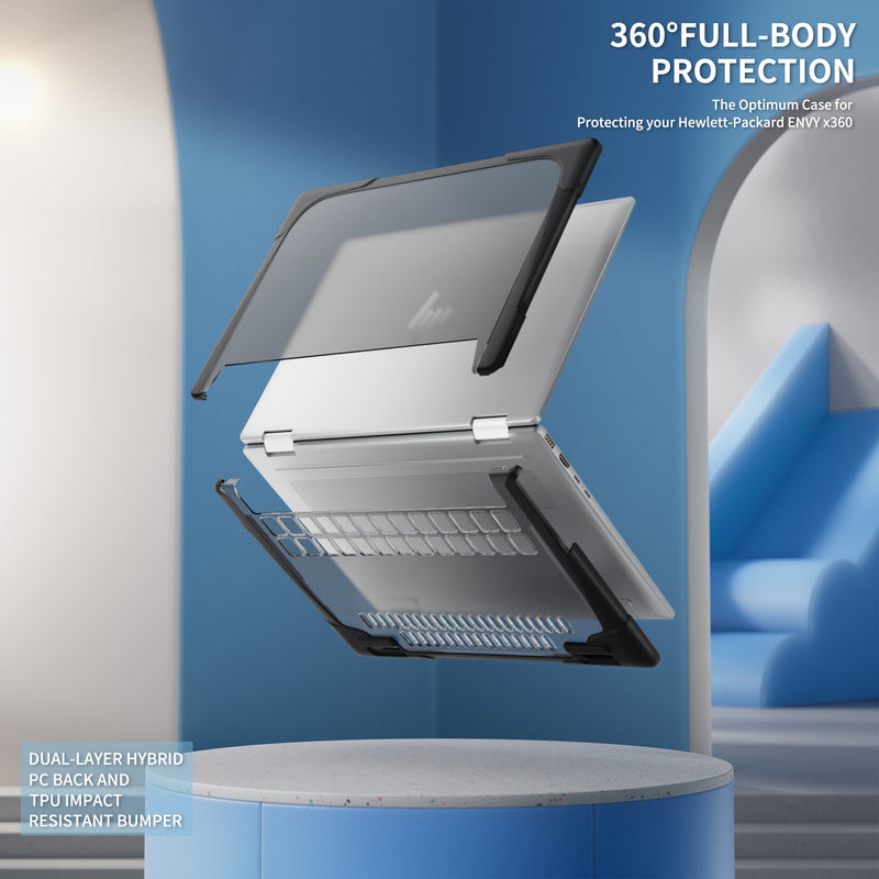 Chargez l&#39;image dans la visionneuse de la galerie, HP ENVY X360 14 14-inch (2024) Matte Transparent Cooling Stand and Shockproof Case - Polar Tech Australia
