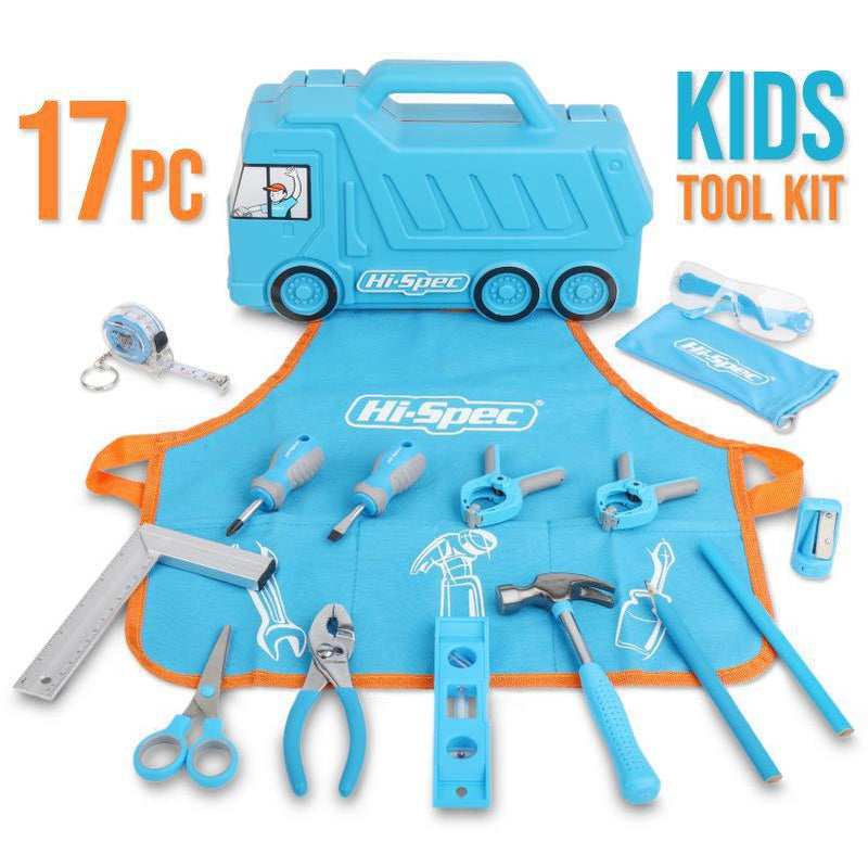 Load image into Gallery viewer, 17 in 1 Hi-Spec Kid&#39;s Blue Tool Kit Set with DIY Hand Kid friendly Tool Set Kit Truck Case
