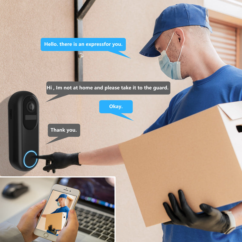 Load image into Gallery viewer, [Tuya Smart Home][With Chime] Tuya 1080P 2.4G &amp; 5G IP66 Wireless Remote Home Video Voice Intercom WIFI Doorbell
