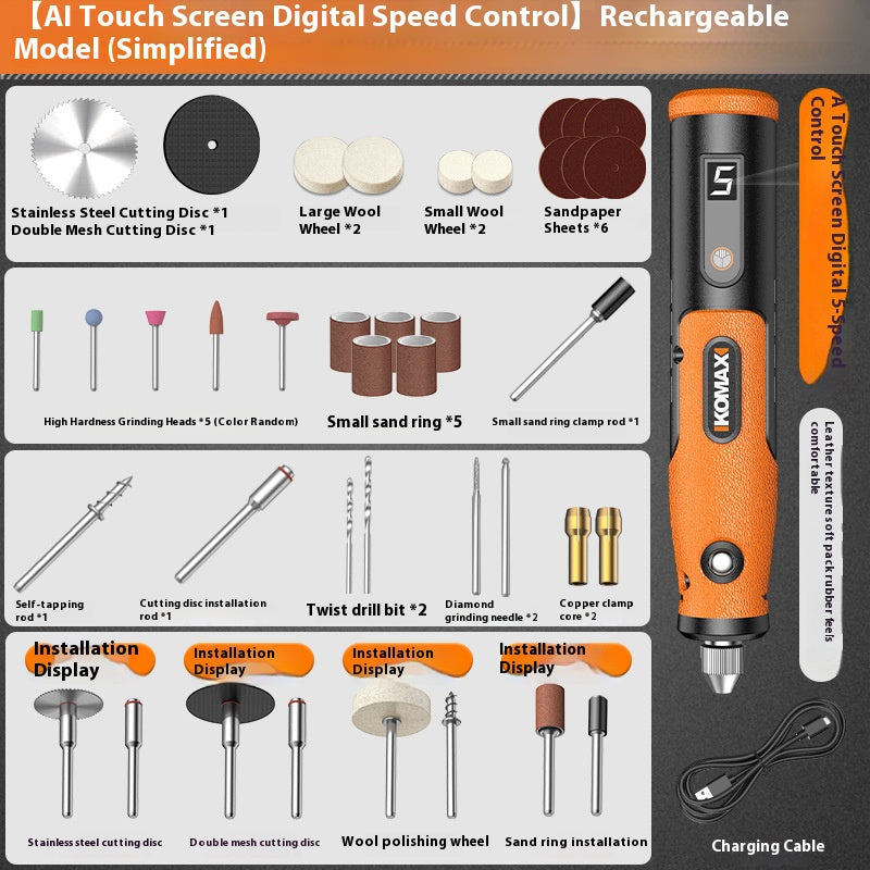 Cargue la imagen en el visor de la galería, [Battery Powered][33 in 1] Komax 12V 5-Speed Touch Screen Portable Type-C Chargeable Powerful Multifunction Polishing Pen Grinding Grinder Hand DIY Tool - Polar Tech Australia
