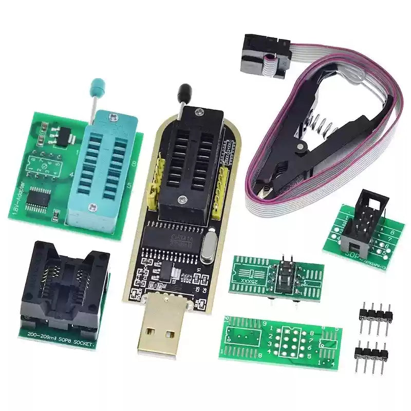 Load image into Gallery viewer, [CH341A]  [8 in 1] BIOS Programmer Set (1.8V / 3.3V / 5V) SPI Flash USB Programming Module + SOIC8/SOP8 Test Clip - Polar Tech Australia
