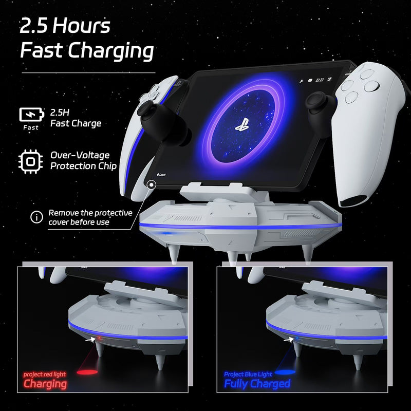 Load image into Gallery viewer, PS5 Portal Streaming Handheld Charging Dock - Spaceship Design with Vibrant RGB Lights - Polar Tech Australia
