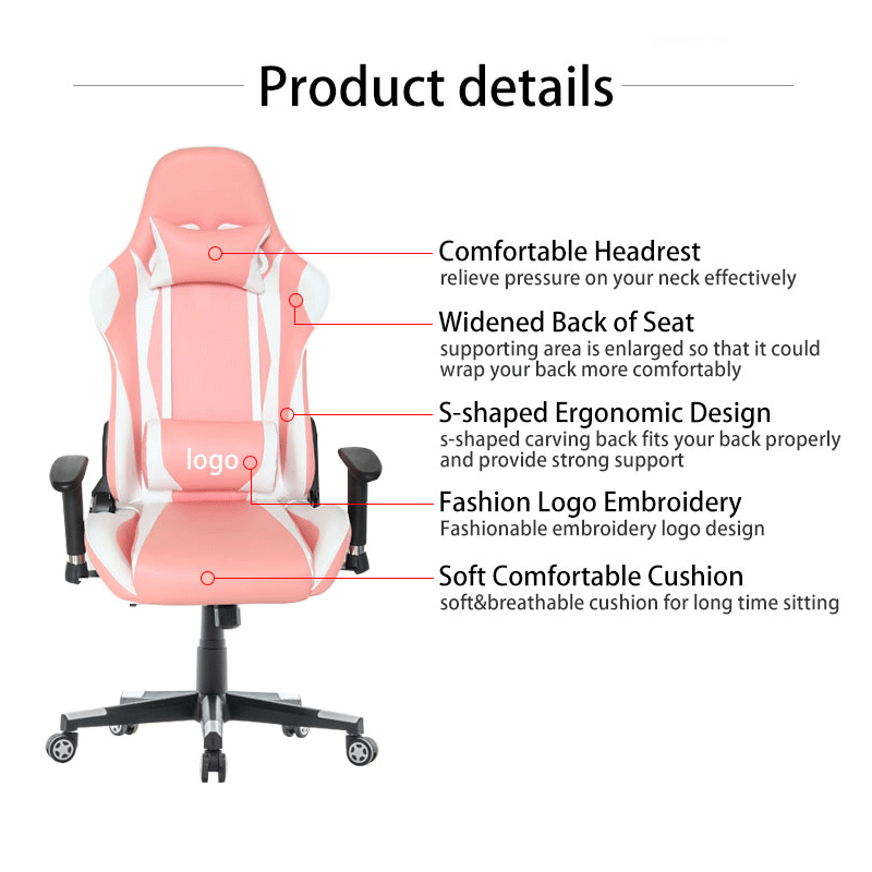 Load image into Gallery viewer, Pink Girl PU Leather Ergonomic Designed Gaming Chair Height Adjustment Swivel Computer office Chair
