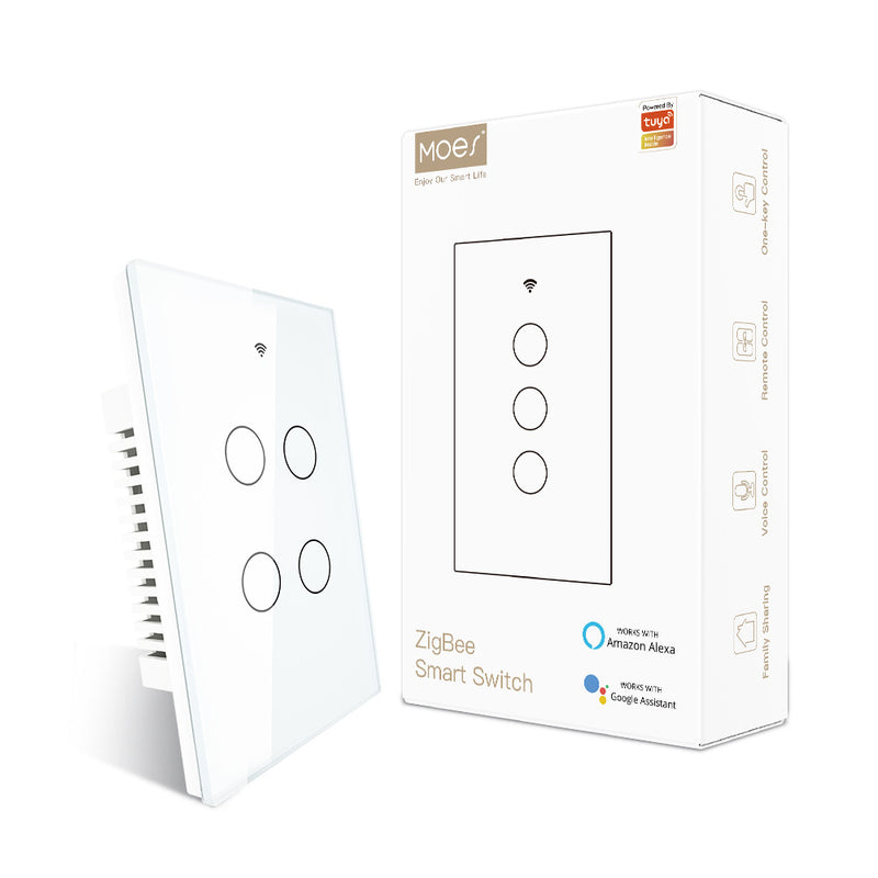 Chargez l'image dans la visionneuse de la galerie, [TUYA Smart Home] MOES TUYA WiFi Smart Touch Switch Home Light Fan Remote Control 1/2/3/4 Gang Wall Switch Panel
