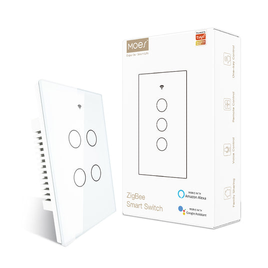 [TUYA Smart Home] MOES TUYA WiFi Smart Touch Switch Home Light Fan Remote Control 1/2/3/4 Gang Wall Switch Panel