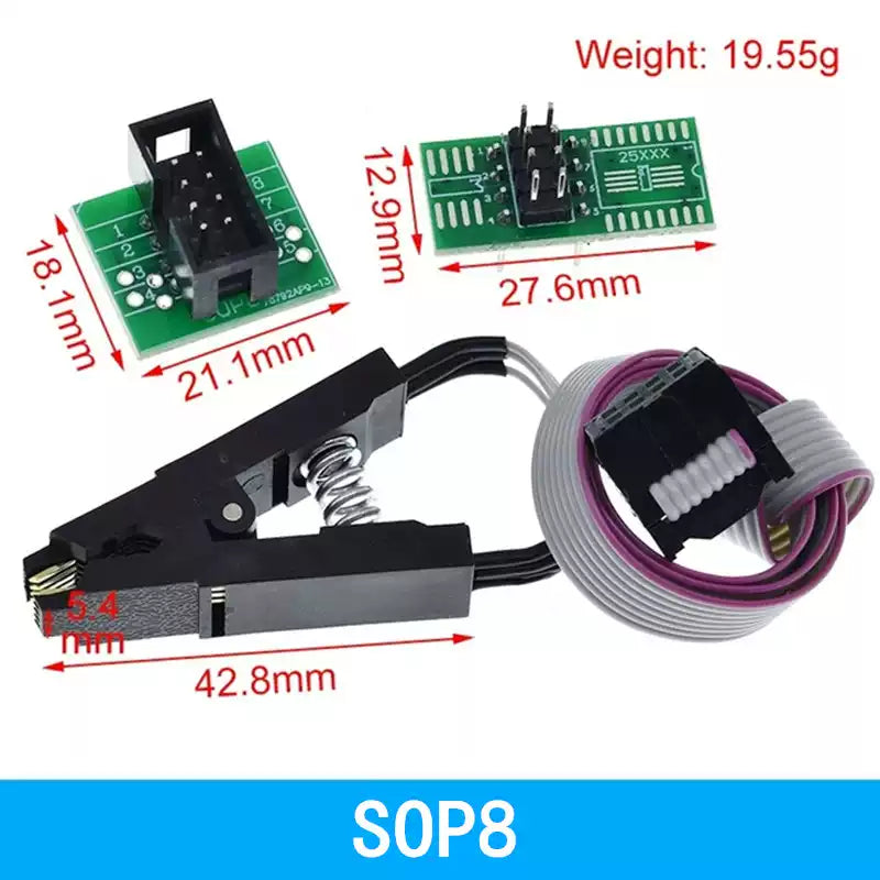 Load image into Gallery viewer, [CH341A]  [8 in 1] BIOS Programmer Set (1.8V / 3.3V / 5V) SPI Flash USB Programming Module + SOIC8/SOP8 Test Clip - Polar Tech Australia
