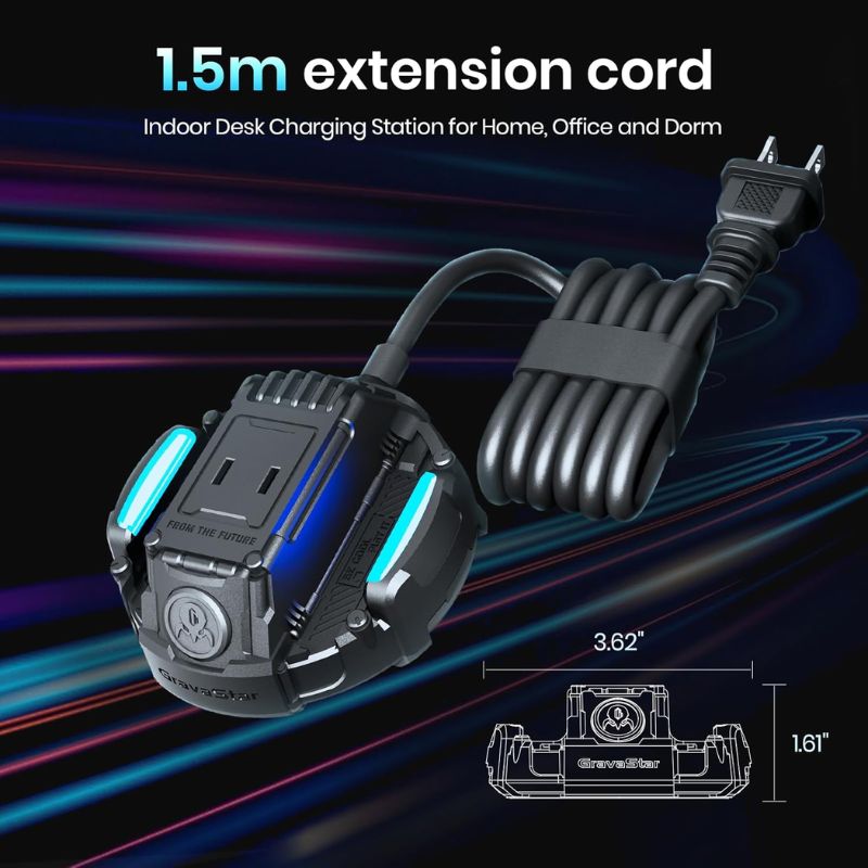 Cargue la imagen en el visor de la galería, GravaStar Power Strip + GravaStar 65W USB C Charger, Alpha65 Robot Fast GaN Charger Block, 3-Port Fast Power Adapter, Foldable Compact Wall USB C Charge
