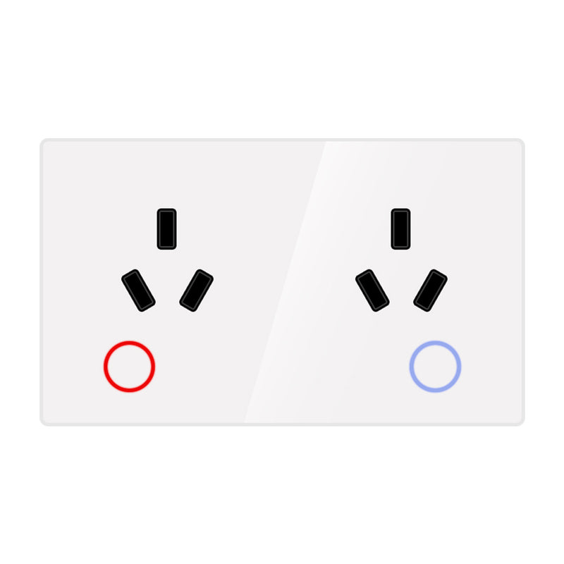 Load image into Gallery viewer, [TUYA Smart Home] TUYA WiFi Smart 15A 2 Outlets Wall Power Socket Outlet Glass Panel - Polar Tech Australia
