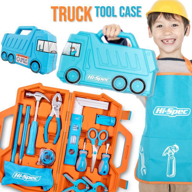 Load image into Gallery viewer, 17 in 1 Hi-Spec Kid&#39;s Blue Tool Kit Set with DIY Hand Kid friendly Tool Set Kit Truck Case
