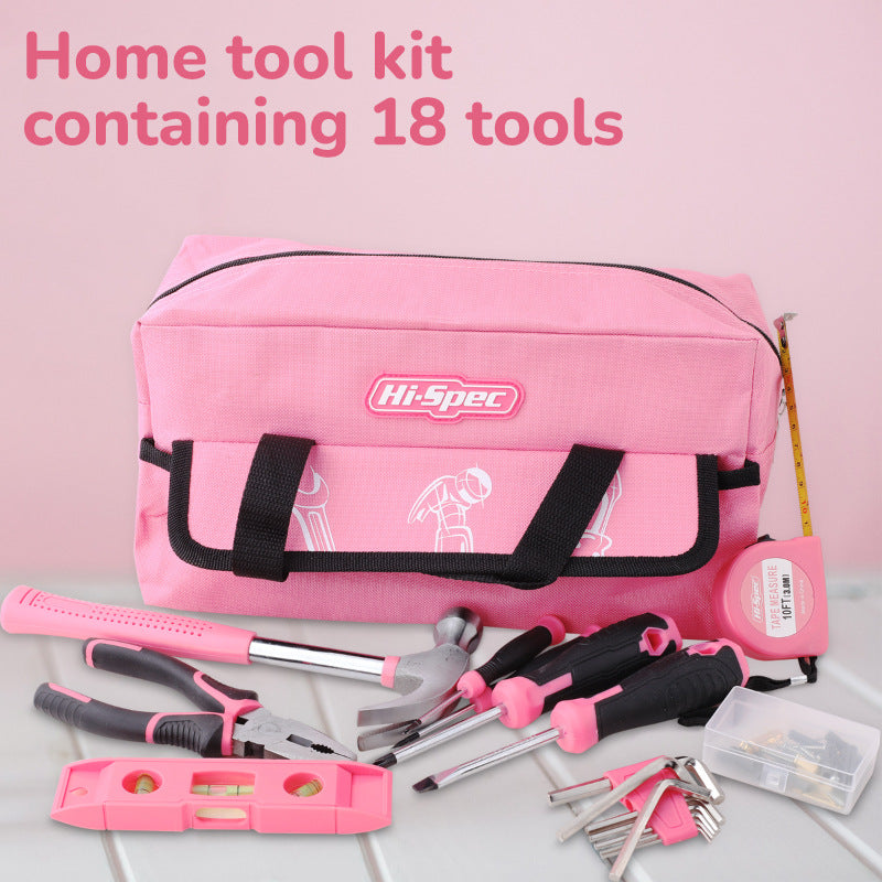 Load image into Gallery viewer, Hi-Spec 18 in 1 General Purpose Pink Tool Home Repair Car Maintenance Tool Kits Mechanic Girl Women Tool Set
