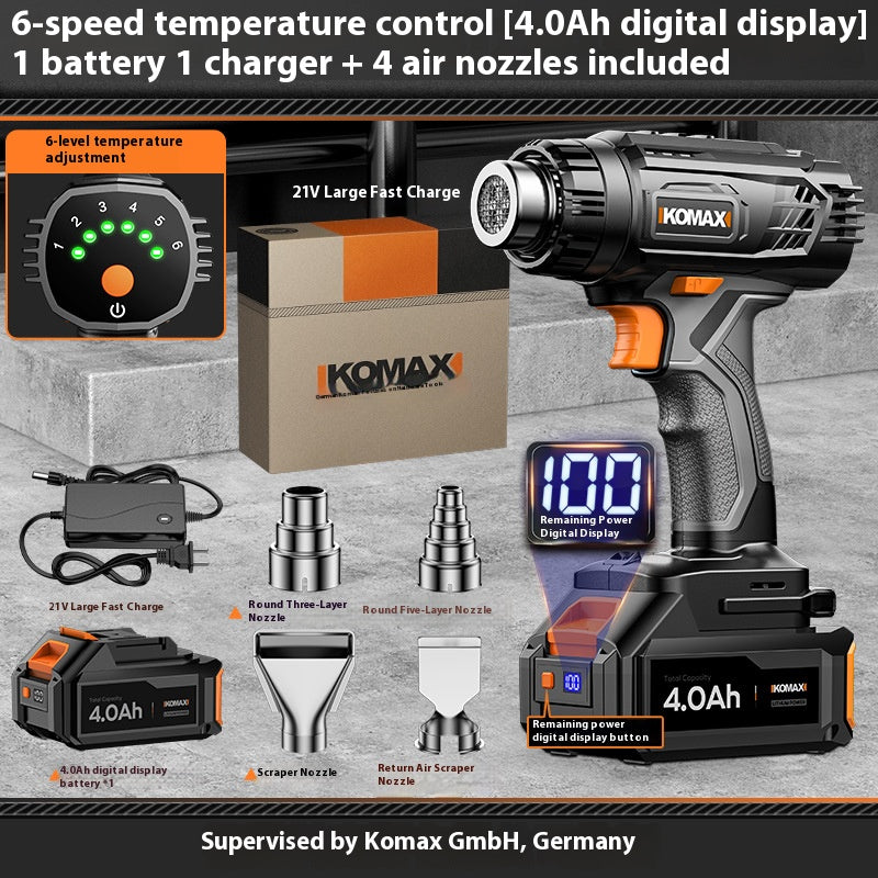 Load image into Gallery viewer, [Battery &amp; Charger Bundle Kit] Komax 6 Level Temperature Control Cordless Portable 21V Battery Powered Heating Hot Air Gun Station
