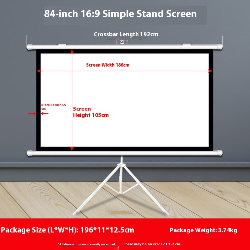 Cargue la imagen en el visor de la galería, [With Stand] Portable Foldable Projector Hanging Wall Screen 16:9 Support 4K FHD 3D For Indoor Office Presentation Home Theater
