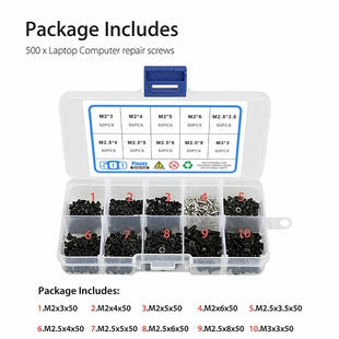 Cargue la imagen en el visor de la galería, [500 Pieces] Alloy Steel PC Computer Laptop Mobile Phone Printer Electronics Screw Set (M2 M2.5 M3)
