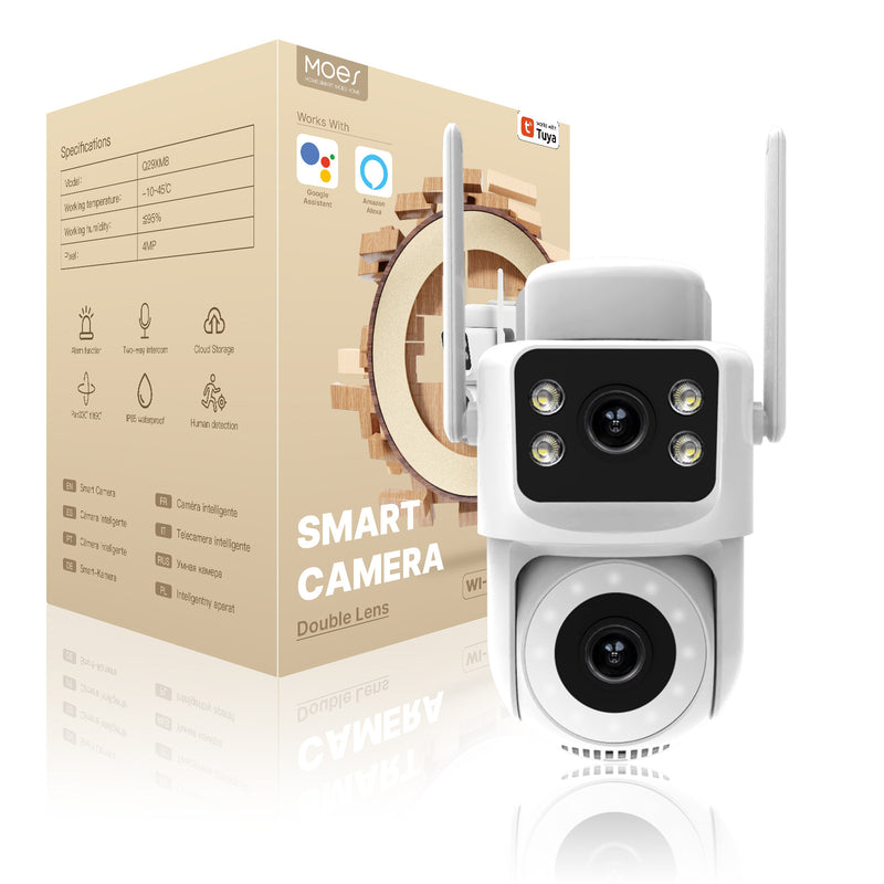 Load image into Gallery viewer, [Dual Lens][TUYA Smart Home] Moer Dual Camera 4MP WIFI 6 Wireless Wire-Free IP66 Outdoor PTZ Camera - Polar Tech Australia
