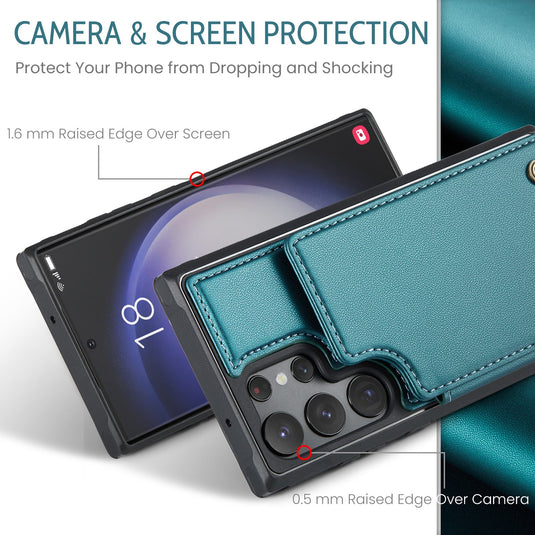 [With Card Slot] Samsung Galaxy S26/Plus/Ultra - RFID Flip Premium Leather Wallet Series Case