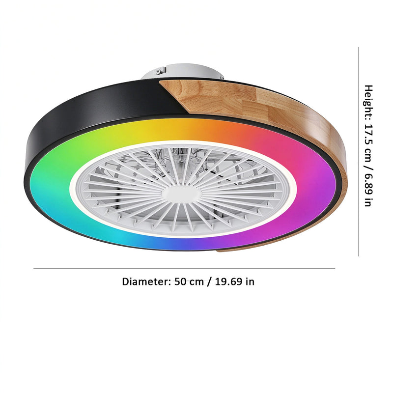 Chargez l'image dans la visionneuse de la galerie, [With Fan] Tuya RGB Dimmable LED 40W Black Ceiling Light WIFI Wireless Control Bedroom Living Room Light
