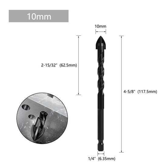 [9 in 1] Concrete Drill Bit Set Cross Carbide Tip Masonry Drill Bits Set (3 - 16mm)