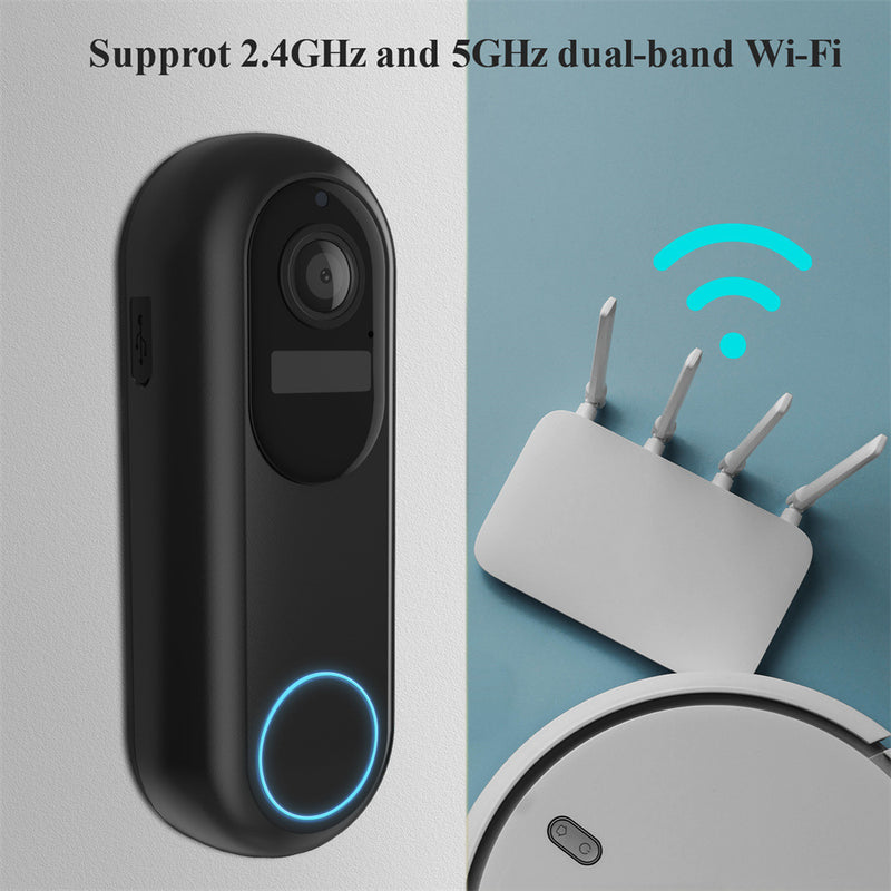 Load image into Gallery viewer, [Tuya Smart Home][With Chime] Tuya 1080P 2.4G &amp; 5G IP66 Wireless Remote Home Video Voice Intercom WIFI Doorbell
