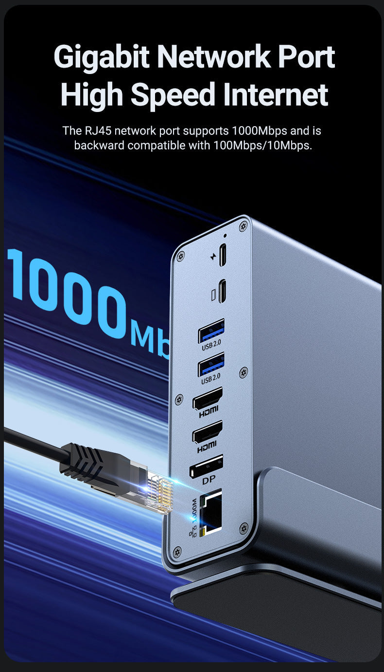 Chargez l&#39;image dans la visionneuse de la galerie, [15-in-1] Type C USB 3.0 HDMI DP Ethernet PD – Computer Port Expansion with Multiple Interfaces (COMBO Card Reader + HUB) Dock Station - Polar Tech Australia
