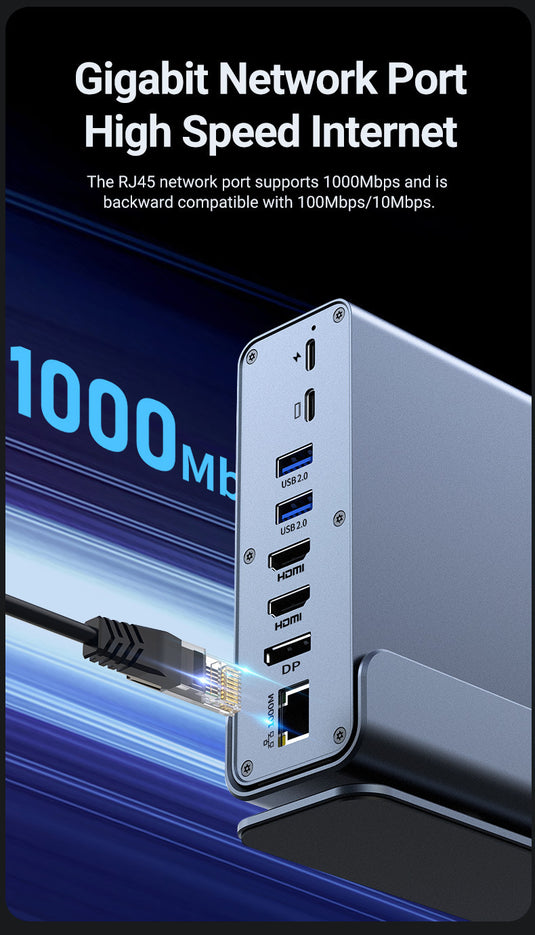[15-in-1] Type C USB 3.0 HDMI DP Ethernet PD – Computer Port Expansion with Multiple Interfaces (COMBO Card Reader + HUB) Dock Station - Polar Tech Australia