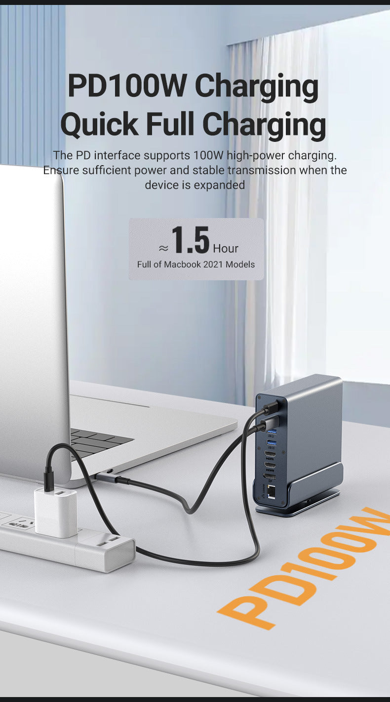 Chargez l&#39;image dans la visionneuse de la galerie, [15-in-1] Type C USB 3.0 HDMI DP Ethernet PD – Computer Port Expansion with Multiple Interfaces (COMBO Card Reader + HUB) Dock Station - Polar Tech Australia
