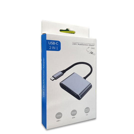 [TYPE-C TO HDMI & VGA] USB-C to HDMI & VGA Female 4K 30HZ Cable HDTV TV Digital Smart Converter Cable