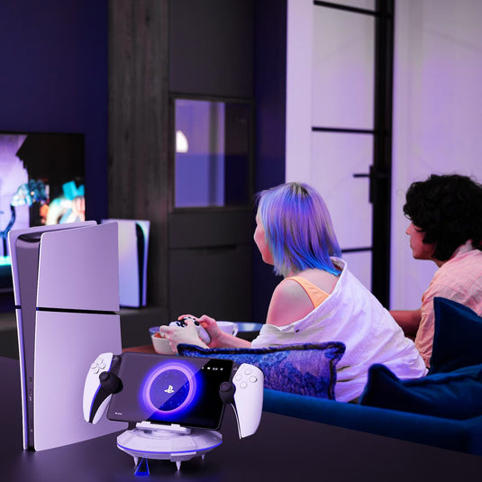 PS5 Portal Streaming Handheld Charging Dock - Spaceship Design with Vibrant RGB Lights - Polar Tech Australia