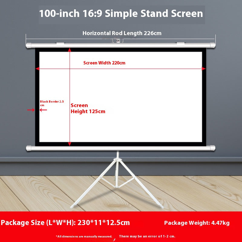 Cargue la imagen en el visor de la galería, [With Stand] Portable Foldable Projector Hanging Wall Screen 16:9 Support 4K FHD 3D For Indoor Office Presentation Home Theater
