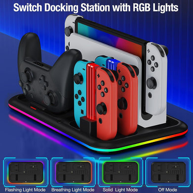 Nintendo Switch All-in-one Multifunction Charging Stand with Cooling Fan & RBG Light Effect & Disc Storage - Polar Tech Australia