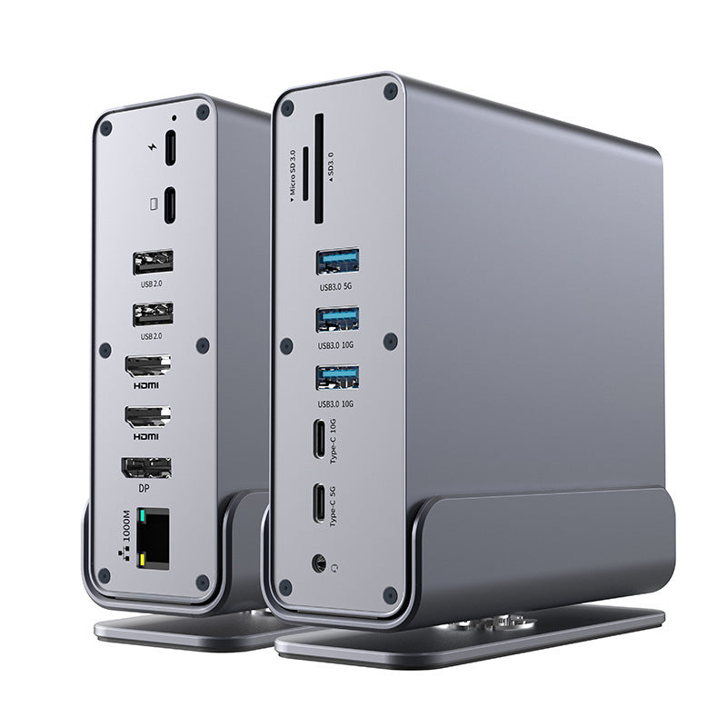 Chargez l&#39;image dans la visionneuse de la galerie, [15-in-1] Type C USB 3.0 HDMI DP Ethernet PD – Computer Port Expansion with Multiple Interfaces (COMBO Card Reader + HUB) Dock Station - Polar Tech Australia
