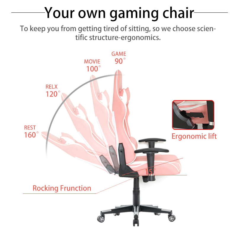 Load image into Gallery viewer, Pink Girl PU Leather Ergonomic Designed Gaming Chair Height Adjustment Swivel Computer office Chair
