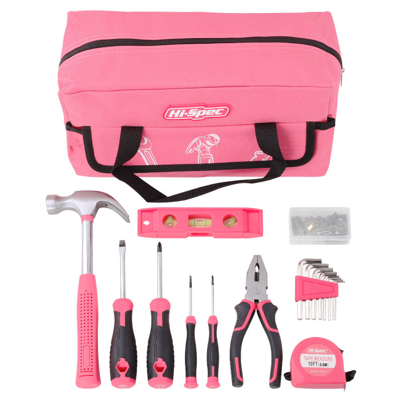 Load image into Gallery viewer, Hi-Spec 18 in 1 General Purpose Pink Tool Home Repair Car Maintenance Tool Kits Mechanic Girl Women Tool Set
