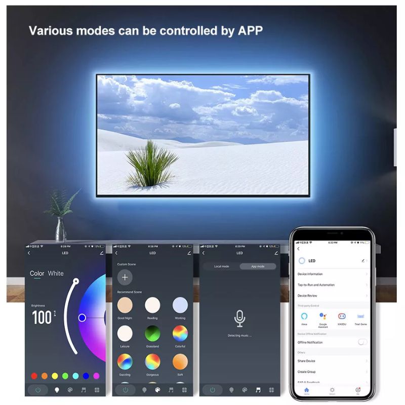 Cargue la imagen en el visor de la galería, RGB Lighting TV LED Backlights USB Backlight Strip 300CM WiFi &amp; Remote Control
