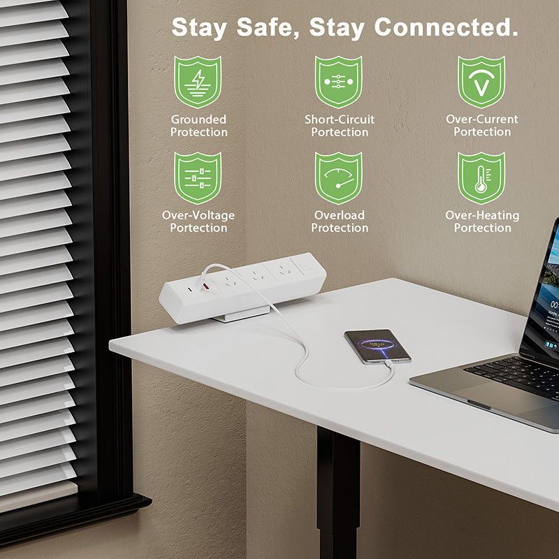 Load image into Gallery viewer, 3 Outlets &amp; 3 USB Ports 65W PD Fast Charging All in one Desktop Mounted Power Strip for Home, Office, Workspace (White) - Polar Tech Australia
