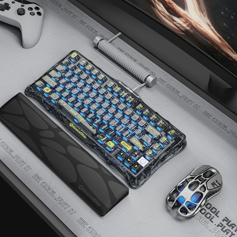 Cargue la imagen en el visor de la galería, GravaStar Mercury K1 Lite Mechanical Gaming Keyboard, 75% Gasket Hot Swappable Custom RGB Backlit Wireless Keyboard
