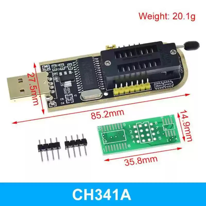 Load image into Gallery viewer, [CH341A]  [8 in 1] BIOS Programmer Set (1.8V / 3.3V / 5V) SPI Flash USB Programming Module + SOIC8/SOP8 Test Clip - Polar Tech Australia
