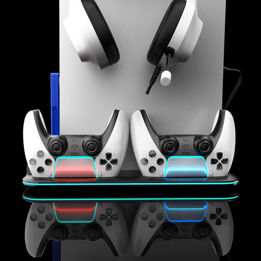 SONY PlayStation PS5 Slim & PS5 Pro - All-in-one Multifunction Charging Stand with Cooling Fan & RBG Light Effect & Disc Storage - Polar Tech Australia