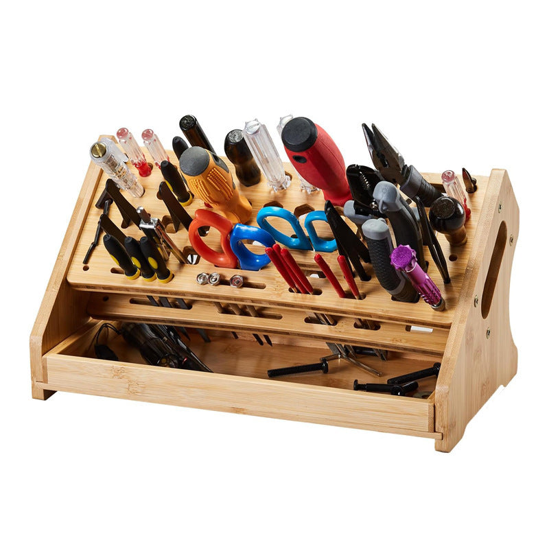 Load image into Gallery viewer, Wooden Repair Tool Organizer Rack - Multi-Function Screwdriver Holder, Scissors &amp; Tool Storage Organizer - Polar Tech Australia
