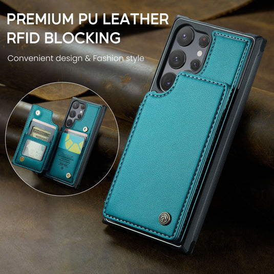 [With Card Slot] Samsung Galaxy S26/Plus/Ultra - RFID Flip Premium Leather Wallet Series Case