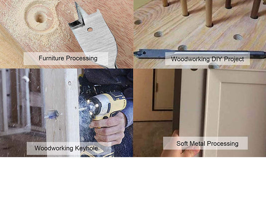 [6 in 1] Stainless Steel Wood Flat Drill Set Head (10 - 25mm)