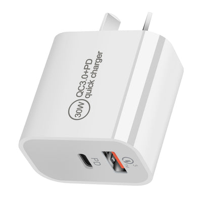 30W PD Type-C & USB Dual Port Wall Travelling Charger Adapter -  (SAA Approved/AU Plug) - Polar Tech Australia