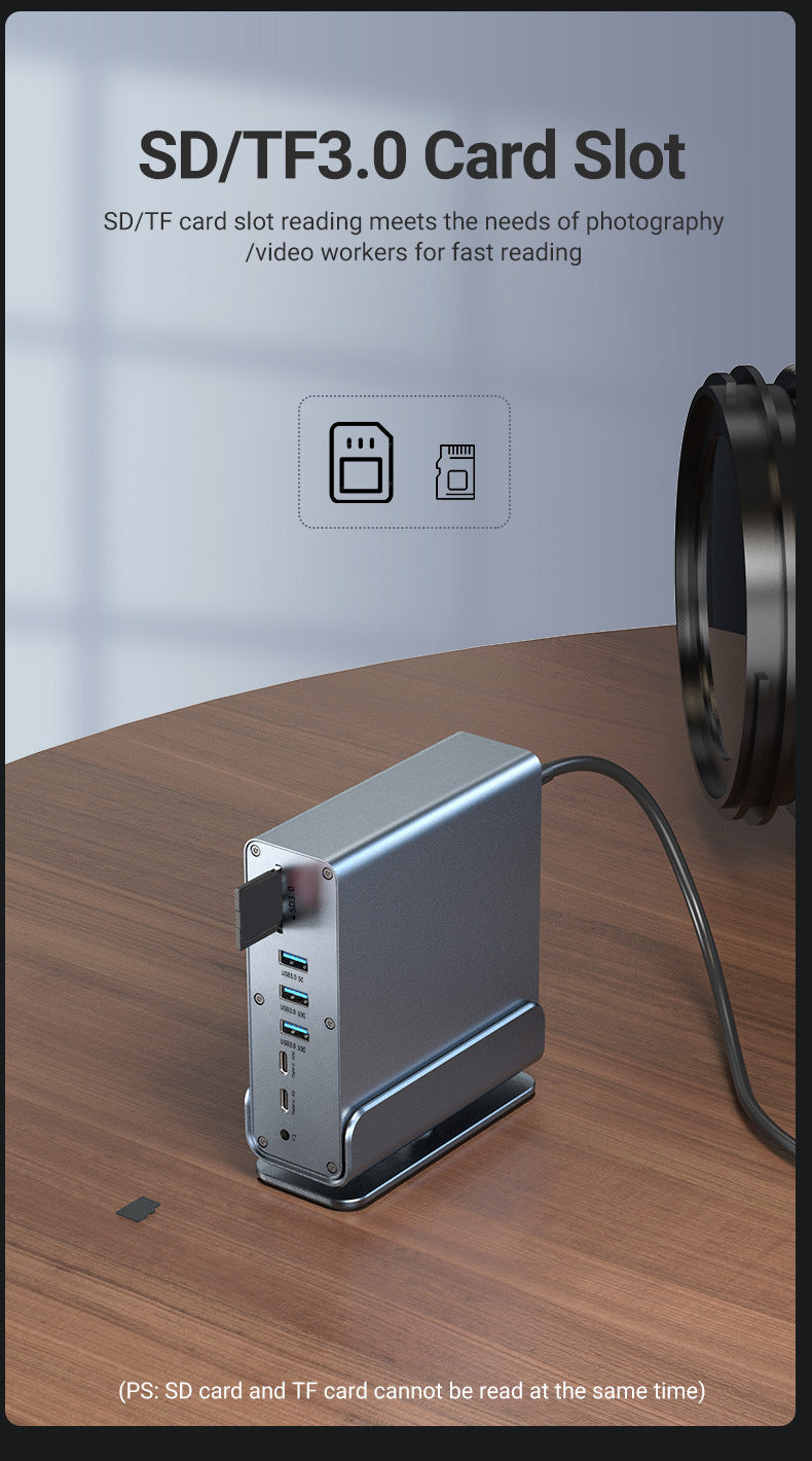 Chargez l&#39;image dans la visionneuse de la galerie, [15-in-1] Type C USB 3.0 HDMI DP Ethernet PD – Computer Port Expansion with Multiple Interfaces (COMBO Card Reader + HUB) Dock Station - Polar Tech Australia
