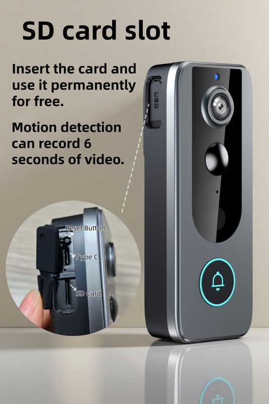 [TUYA Smart Home][With Solar Rover Cover] HD Wireless WIFI IP65 Outdoor Security Doorbell Door Control