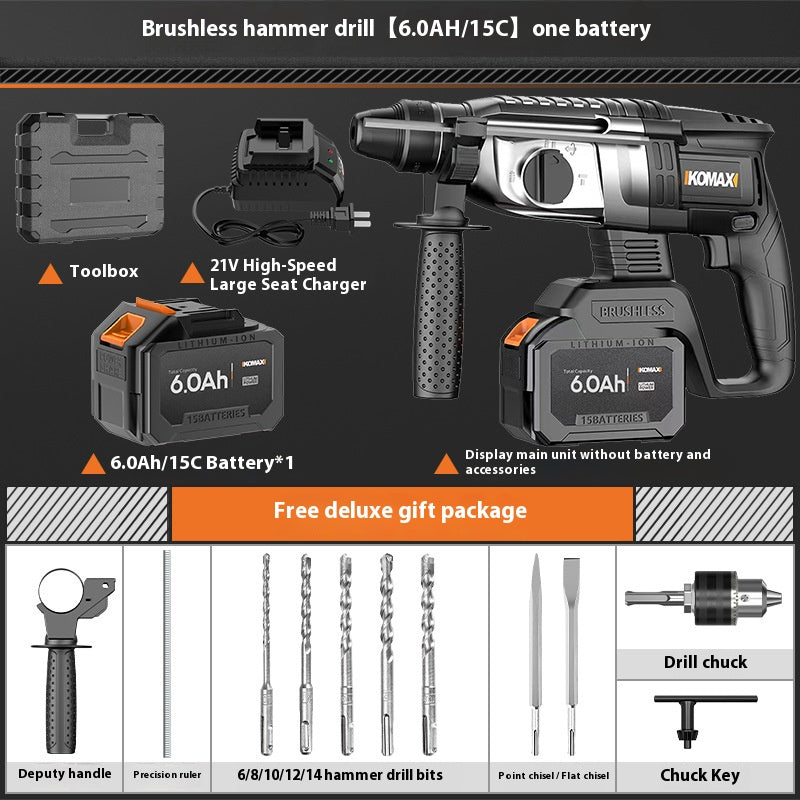 Cargue la imagen en el visor de la galería, [Bundle Kit] Komax 21V 1000W High Power Cordless Electric hammer Drill 26mm rotary machine SDS plus with 3 modes, cordless drill machine with reverse/forward switch, Brushless motor
