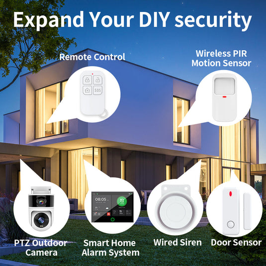 Tuya WiFi+GSM 4G & WIFI Touch Screen Wireless Home Security PIR SOS Alarm System Set