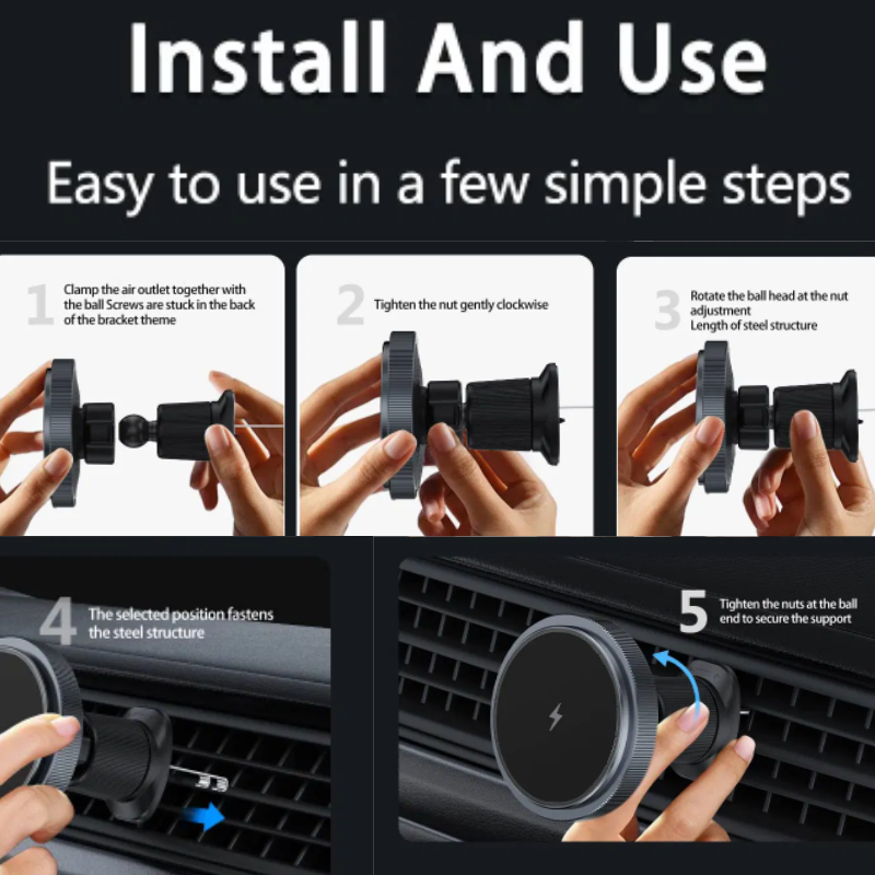 Load image into Gallery viewer, [L15] Magsafe Compatible QI 15W Wireless Charging Magnet Magnetic Aircon Vent Flow Charger &amp; Mount Holder - Polar Tech Australia
