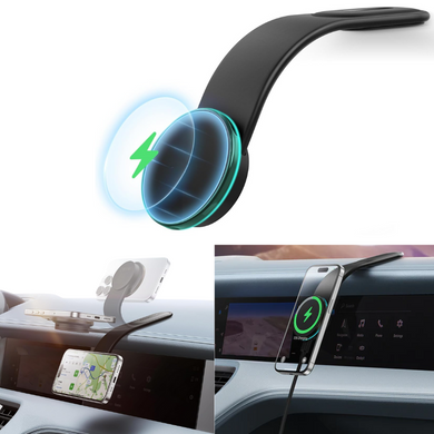 [L15B] Magsafe Compatible QI 15W Wireless Charging Foldable Magnet Magnetic Dashboard Charger & Mount Holder - Polar Tech Australia