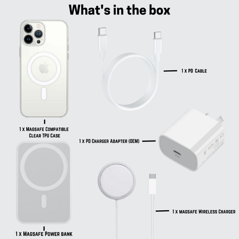 Load image into Gallery viewer, [5 in 1 Essential Kit] Apple iPhone 16 Plus/Pro/Max MagSafe Case/Charger Adapter/Charging Cable/Magnet Power Bank/Magsafe Wireless Charger - Polar Tech Australia
