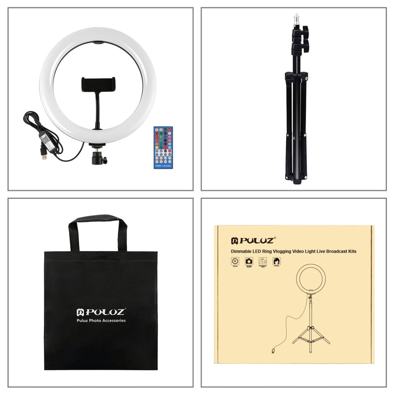 Load image into Gallery viewer, RGBW Ring Light with Remote Control + 1.1m Tripod Stand Live Streaming Kit
